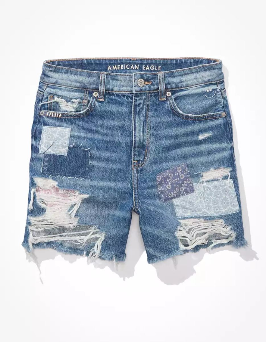 Shorts American Eagle AE Denim Highest Taille Baggy Indigo Femme | LOG-79772967